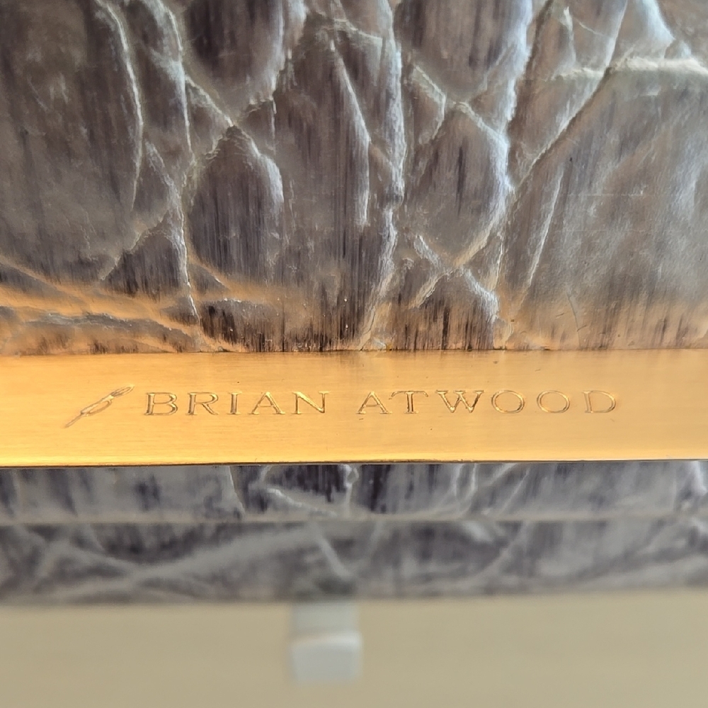 Brian Atwood Luxurious Silver Textured Clutch with Metallic Closure - Picture 2 of 3